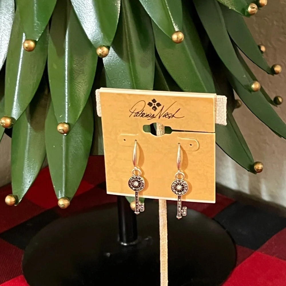 Patricia Nash Silver Key Charm Earrings